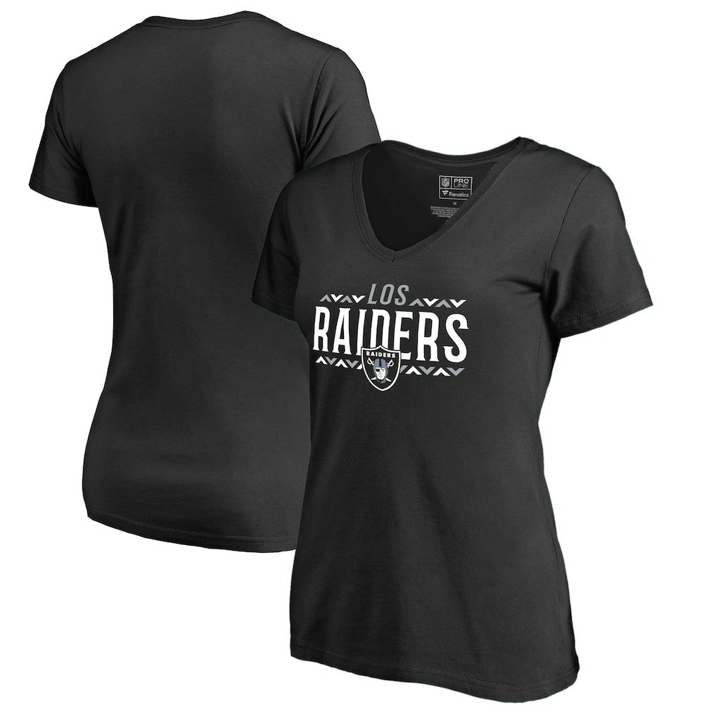 Las Vegas Raiders Women's Arriba V-Neck T-Shirt Black