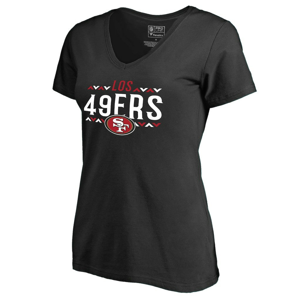 San Francisco 49ers Women's Arriba V-Neck T-Shirt Black