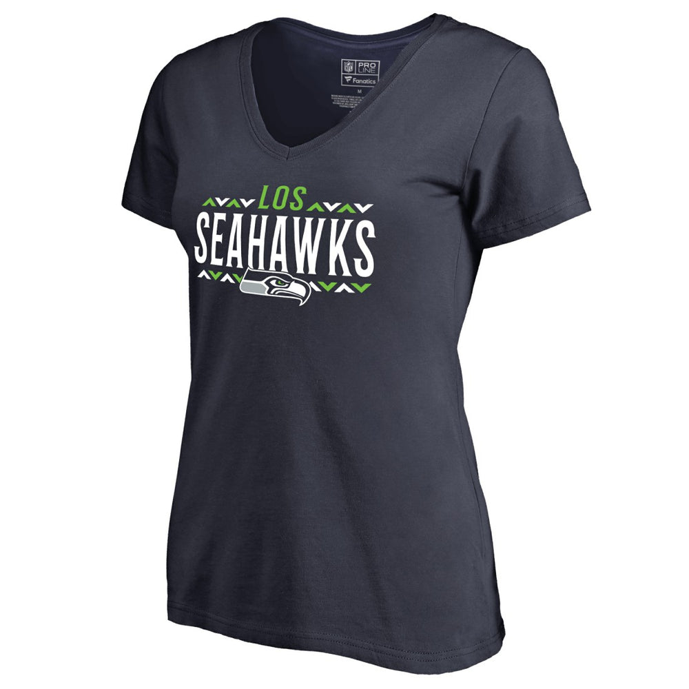 Seattle Seahawks Women's Arriba V-Neck T-Shirt Navy