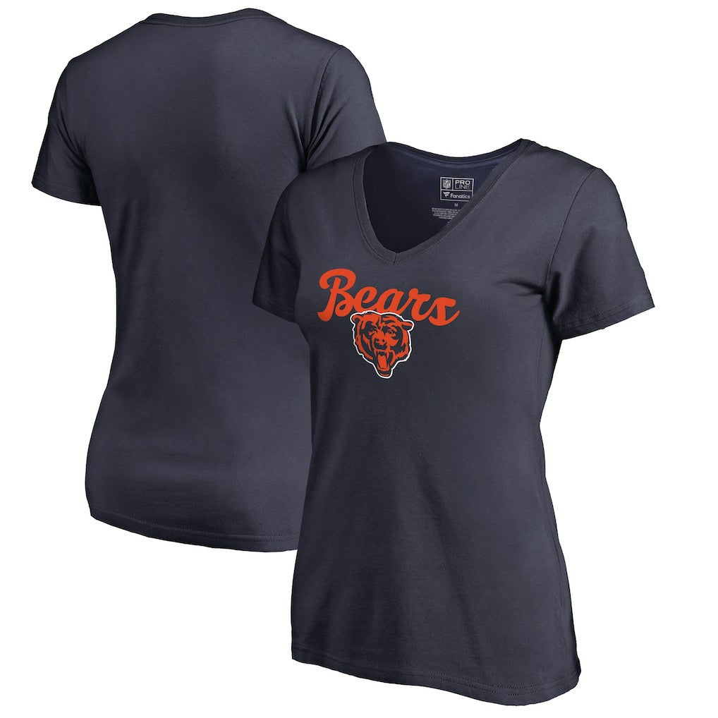 Chicago Bears Women's Freehand V-Neck T-Shirt Navy
