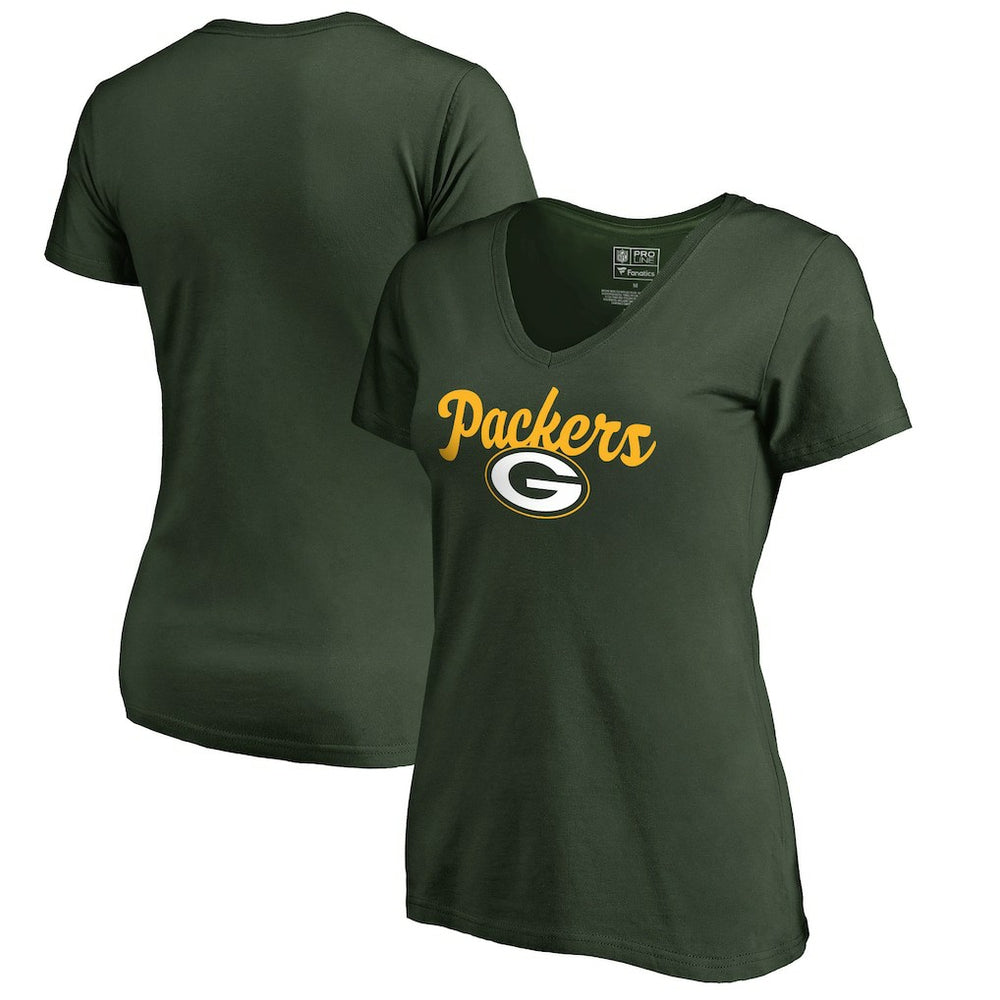 Green Bay Packers Women's Freehand V-Neck T-Shirt Green