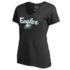 Philadelphia Eagles Women's Freehand V-Neck T-Shirt Black