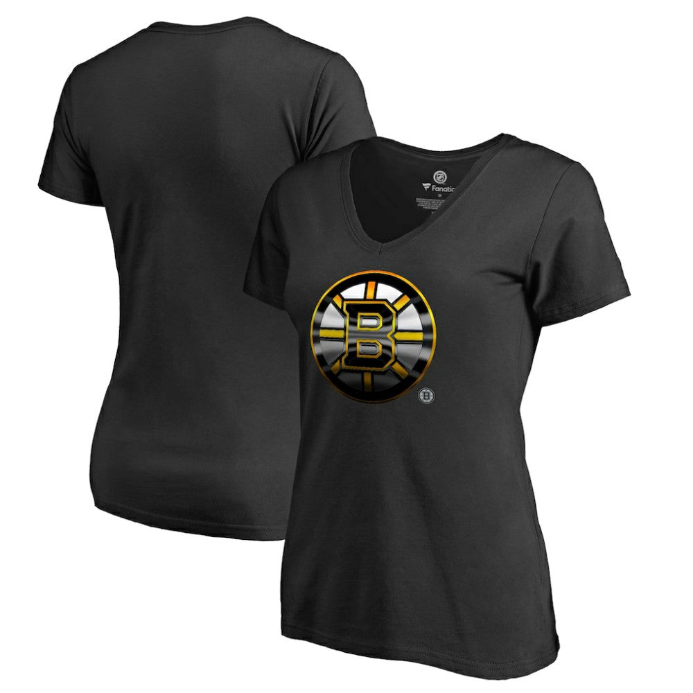 NHL Boston Bruins Women's Midnight Mascot V-Neck T-Shirt - Black