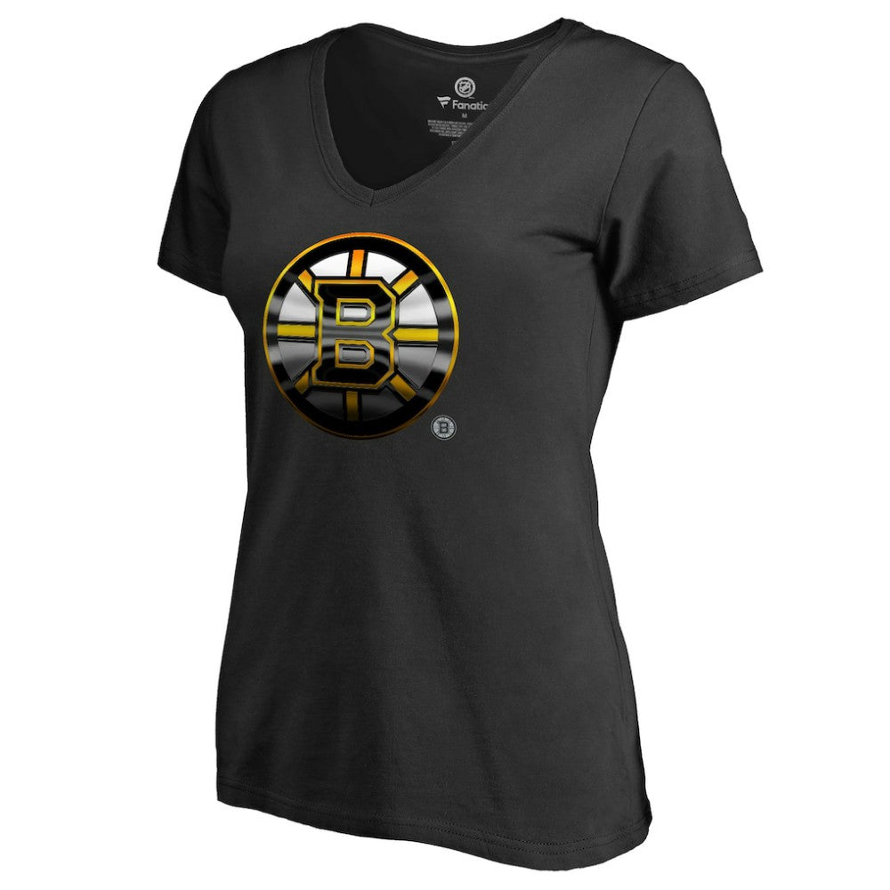 NHL Boston Bruins Women's Midnight Mascot V-Neck T-Shirt - Black