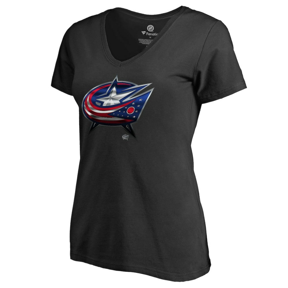 NHL Columbus Blue Jackets Women's Midnight Mascot V-Neck T-Shirt - Black