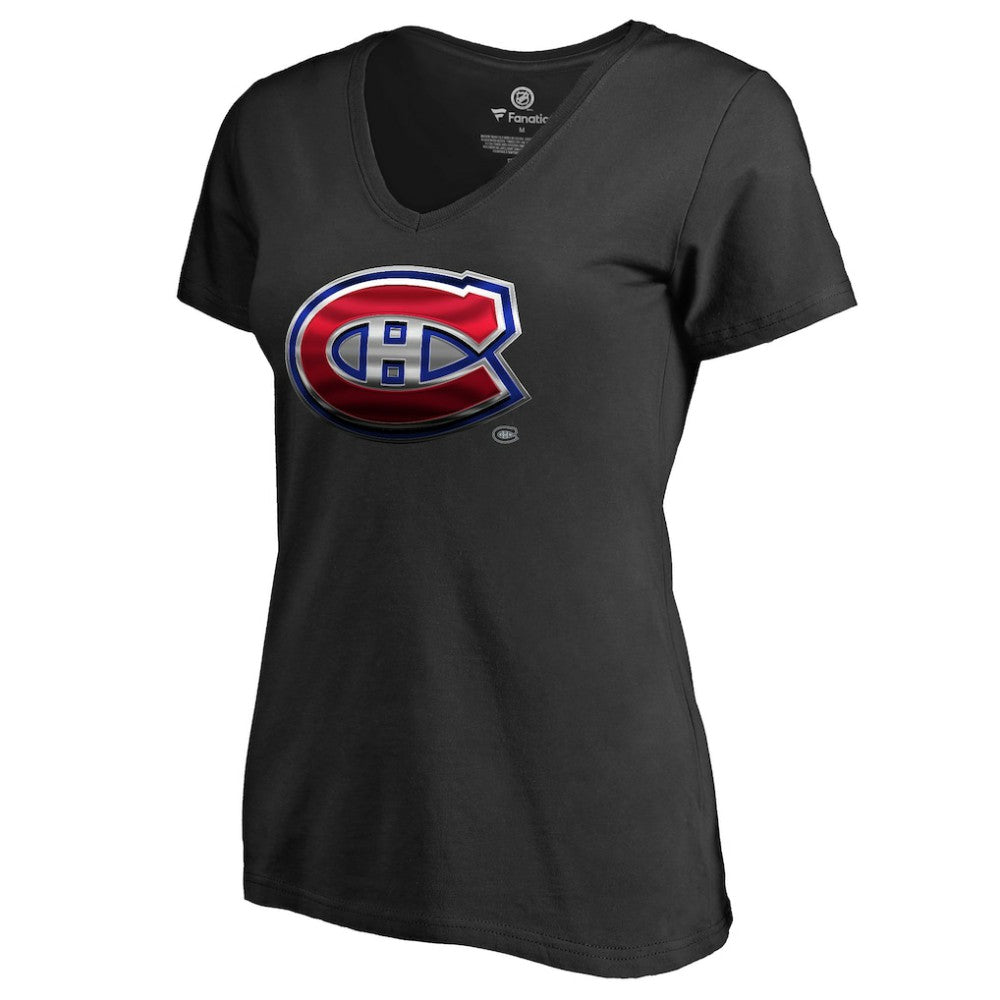 NHL Montreal Canadiens Women's Midnight Mascot V-Neck T-Shirt - Black