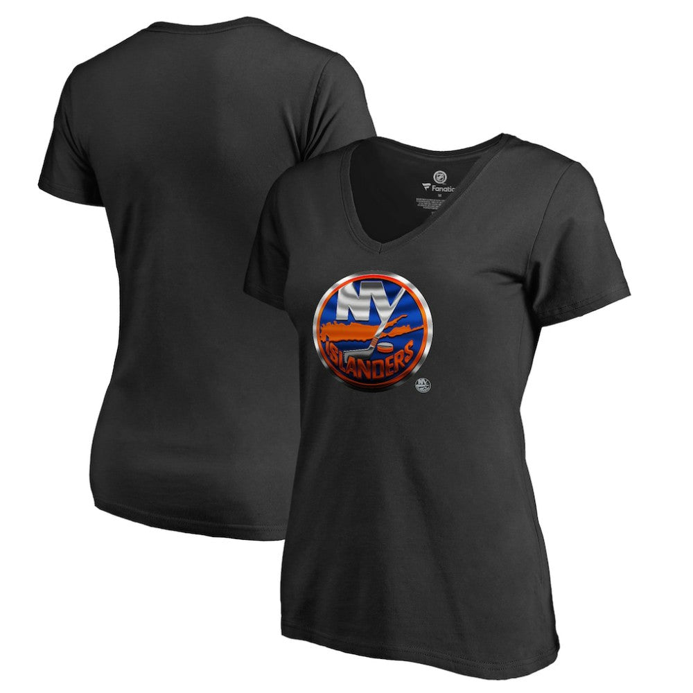 NHL New York Islanders Women's Midnight Mascot V-Neck T-Shirt - Black