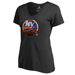 NHL New York Islanders Women's Midnight Mascot V-Neck T-Shirt - Black
