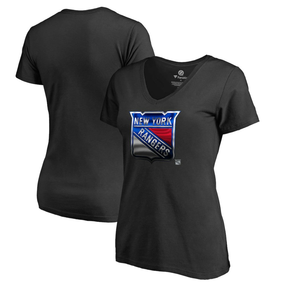 NHL New York Rangers Women's Midnight Mascot V-Neck T-Shirt - Black