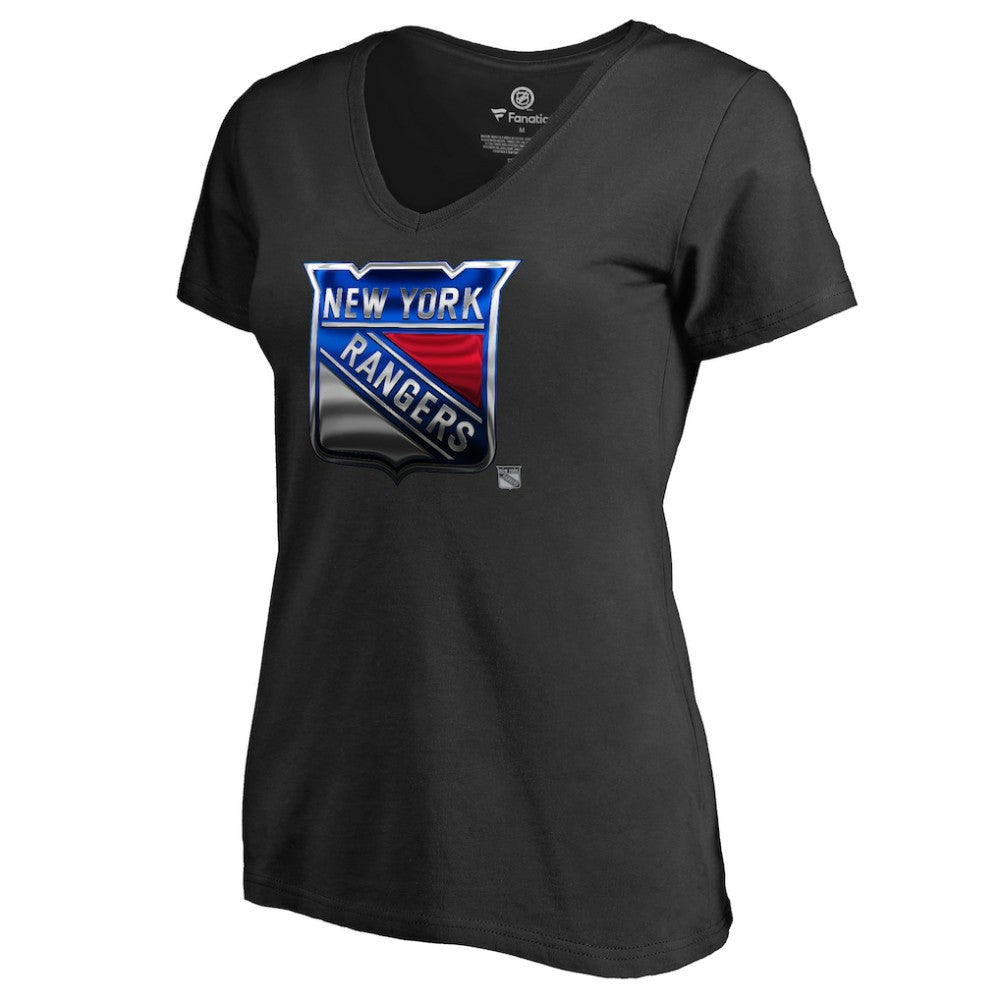 NHL New York Rangers Women's Midnight Mascot V-Neck T-Shirt - Black