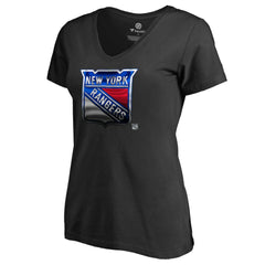 NHL New York Rangers Women's Midnight Mascot V-Neck T-Shirt - Black