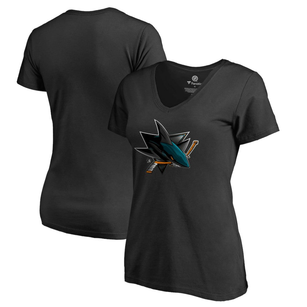 NHL San Jose Sharks Women's Midnight Mascot V-Neck T-Shirt - Black