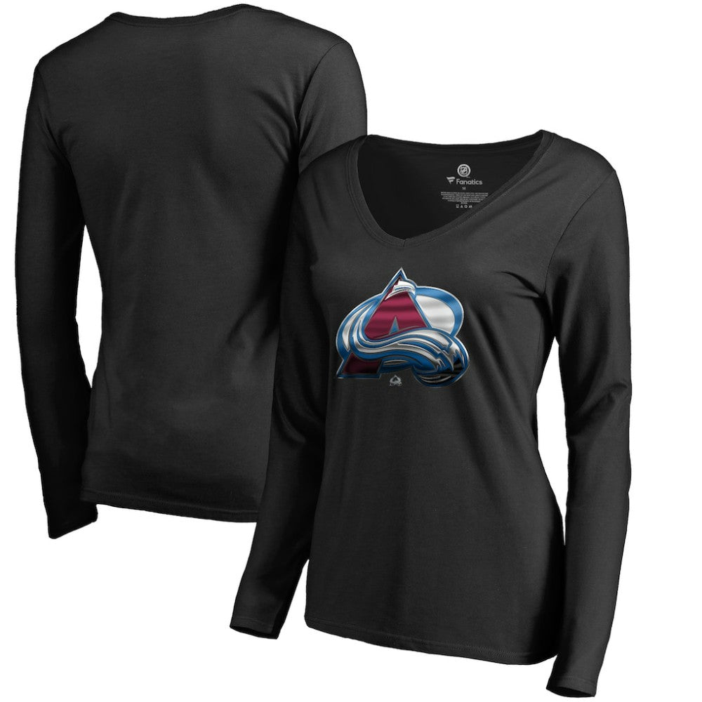 NHL Colorado Avalanche Women's Midnight Mascot Long Sleeve V-Neck T-Shirt - Black