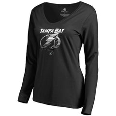 NHL Tampa Bay Lightning Women's Midnight Mascot Long Sleeve V-Neck T-Shirt - Black