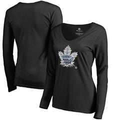 NHL Toronto Maple Leafs Women's Midnight Mascot Long Sleeve V-Neck T-Shirt - Black
