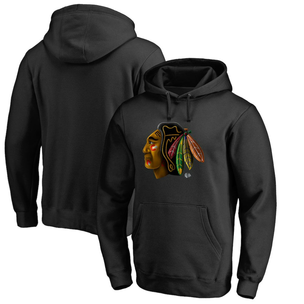 NHL Chicago Blackhawks Midnight Mascot Pullover Hoodie - Black