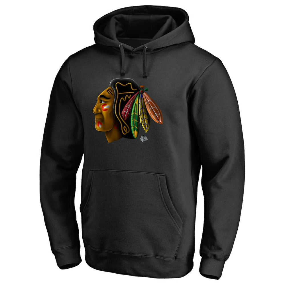 NHL Chicago Blackhawks Midnight Mascot Pullover Hoodie - Black