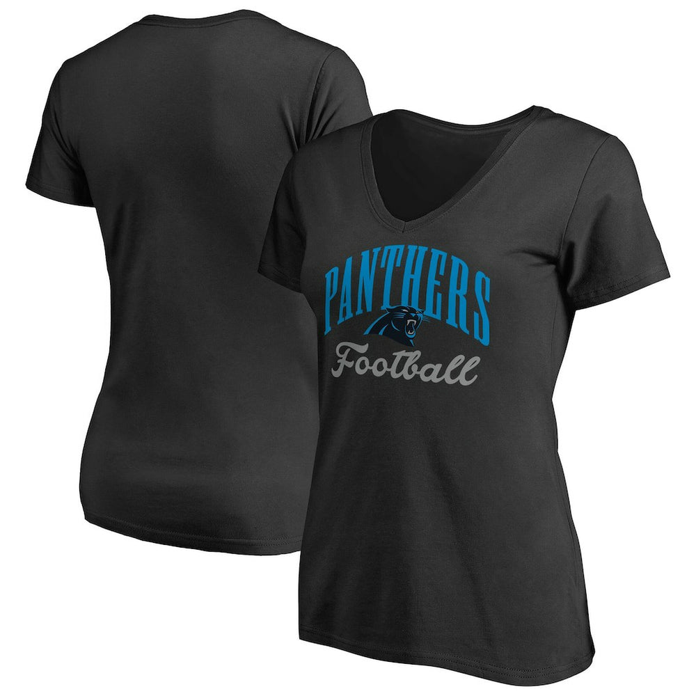 Carolina Panthers Women's Victory Script V-Neck T-Shirt -Black