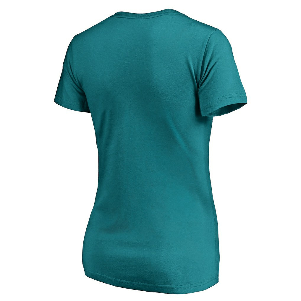Miami Dolphins Women's Victory Script V-Neck T-Shirt -Aqua