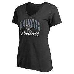 Las Vegas Raiders Women's Victory Script V-Neck T-Shirt -Black