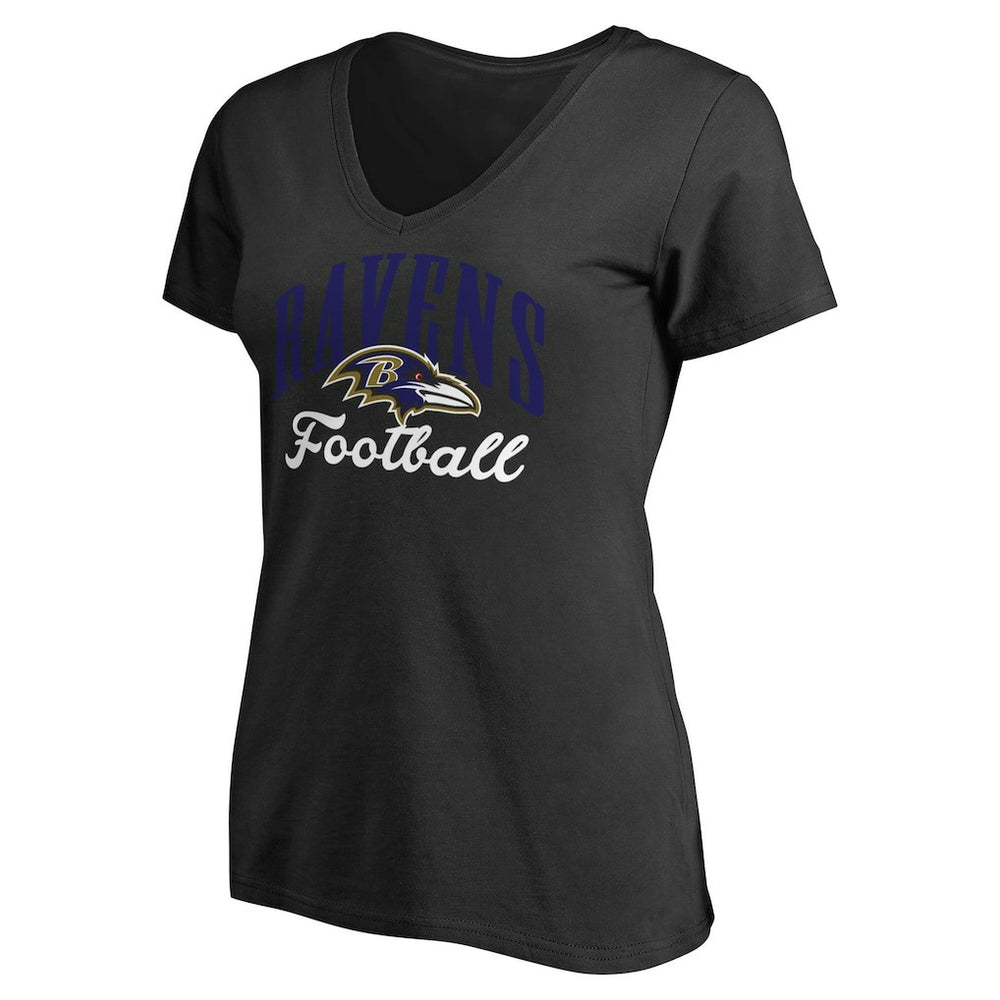 Baltimore Ravens Women's Victory Script V-Neck T-Shirt -Black
