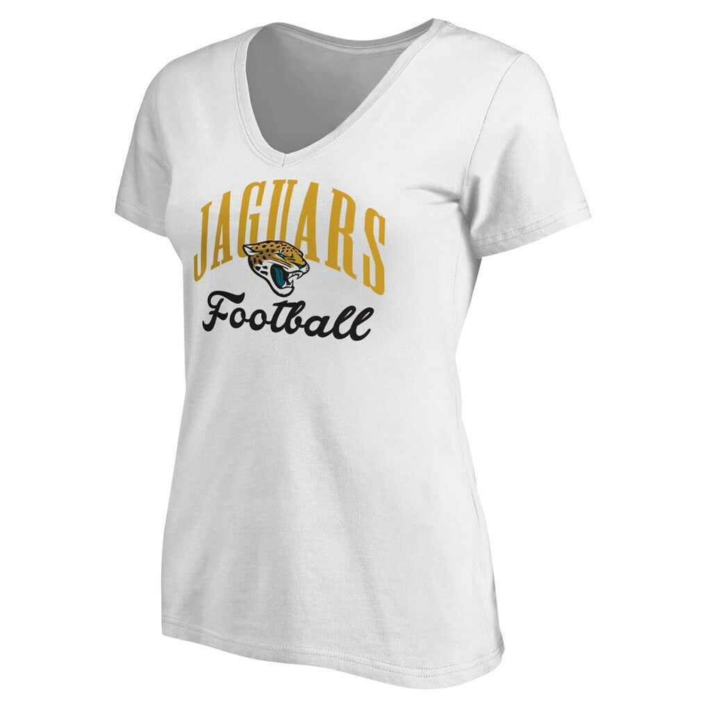 Jacksonville Jaguars Women's Victory Script V-Neck T-Shirt -White
