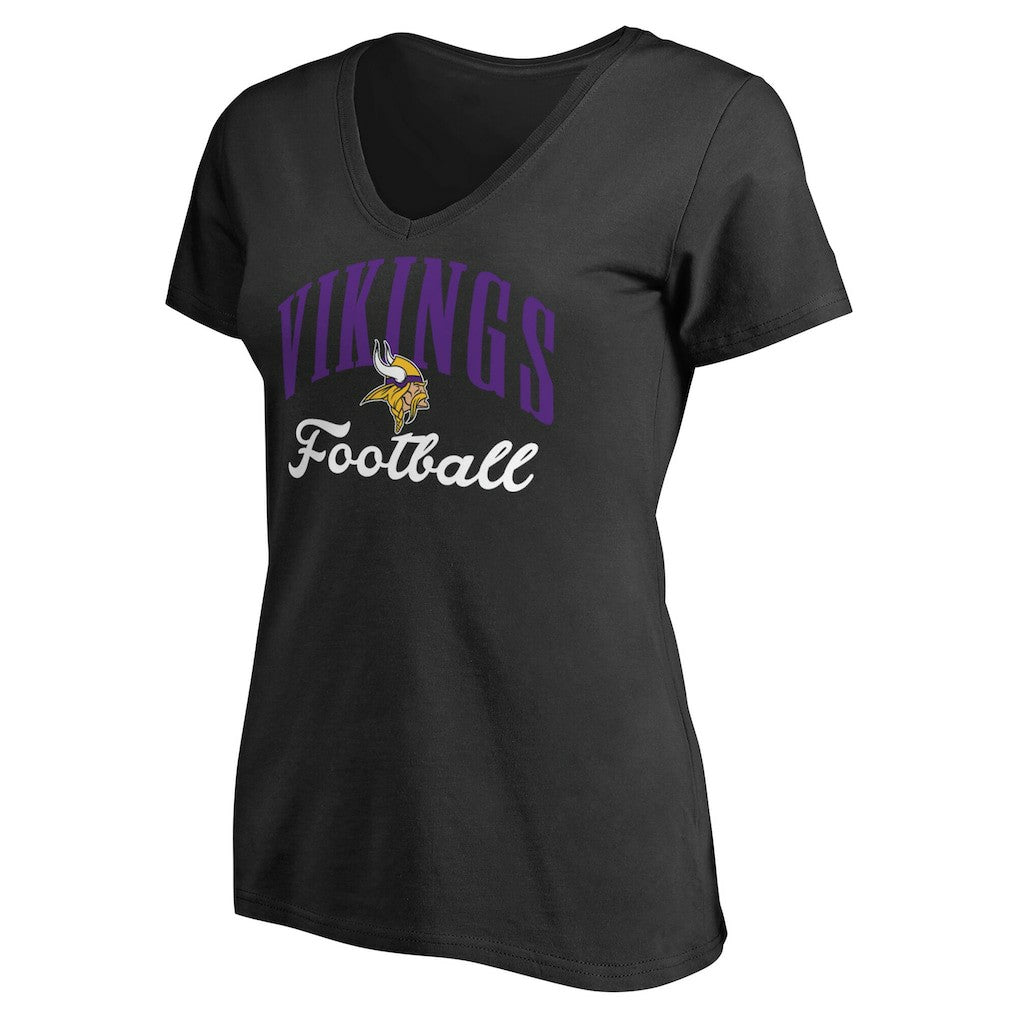 Minnesota Vikings Women's Victory Script V-Neck T-Shirt -Black