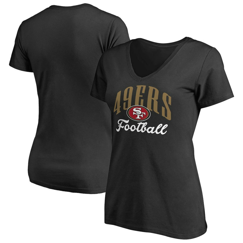 San Francisco 49ers Women's Victory Script V-Neck T-Shirt -Black