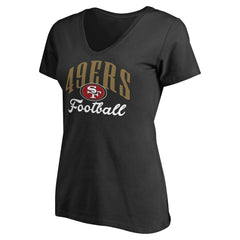 San Francisco 49ers Women's Victory Script V-Neck T-Shirt -Black