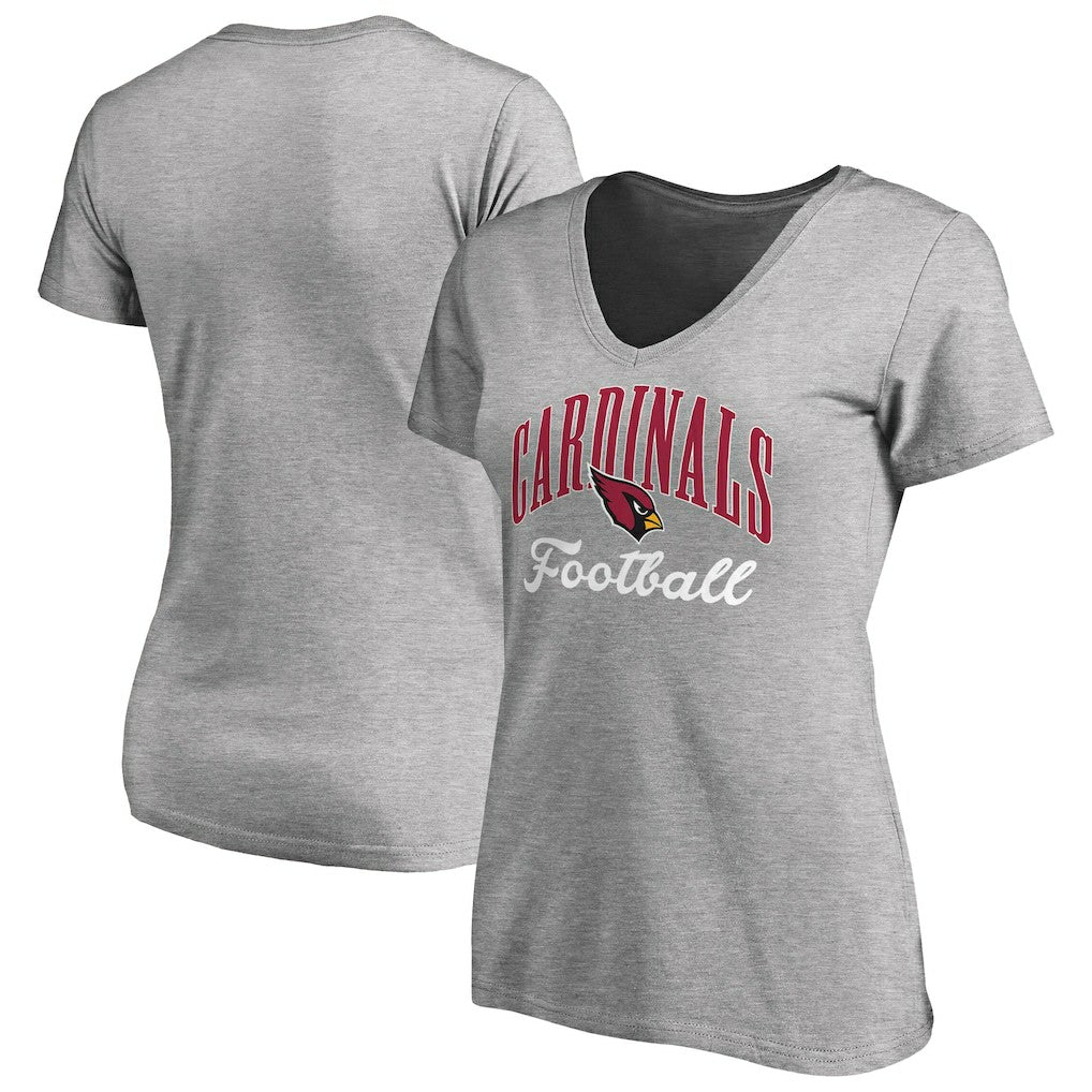 Arizona Cardinals Women's Victory Script V-Neck T-Shirt Heather Gray