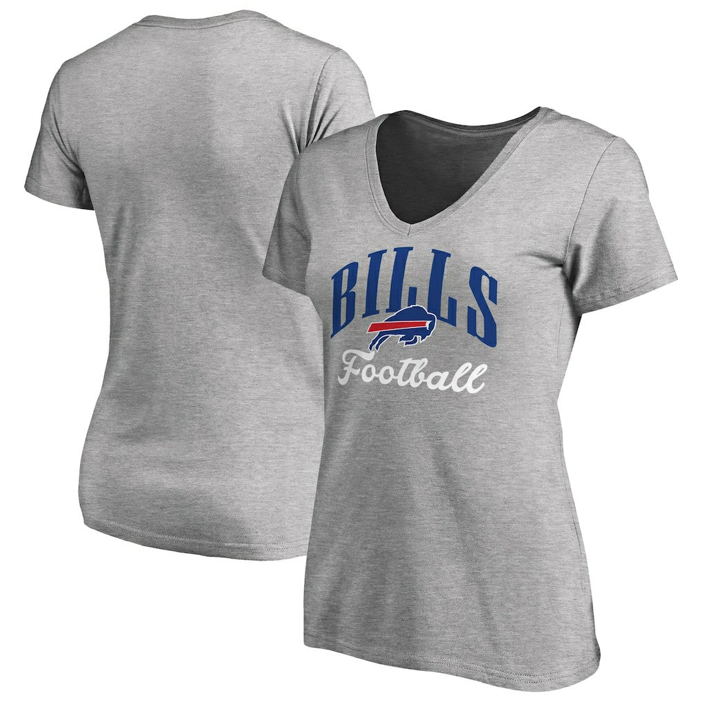 Buffalo Bills Women's Victory Script V-Neck T-Shirt Heathered Gray