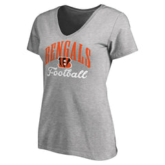 Cincinnati Bengals Women's Victory Script V-Neck T-Shirt Heather Gray