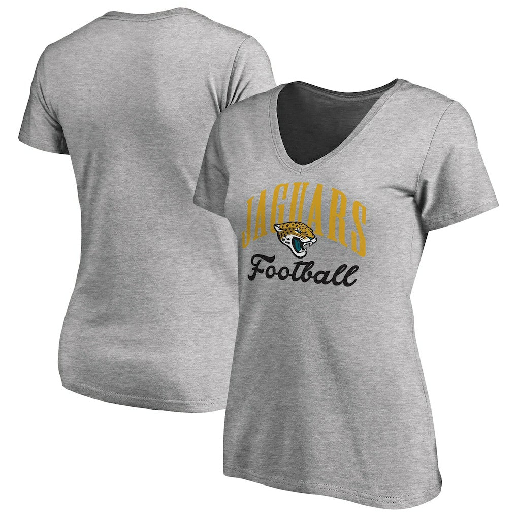Jacksonville Jaguars Women's Victory Script V-Neck T-Shirt Heathered Gray