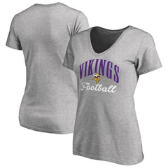 Minnesota Vikings Women's Victory Script V-Neck T-Shirt Heather Gray