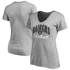 Las Vegas Raiders Women's Victory Script V-Neck T-Shirt Heather Gray