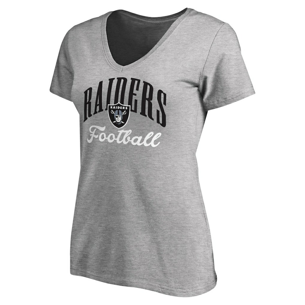 Las Vegas Raiders Women's Victory Script V-Neck T-Shirt Heather Gray