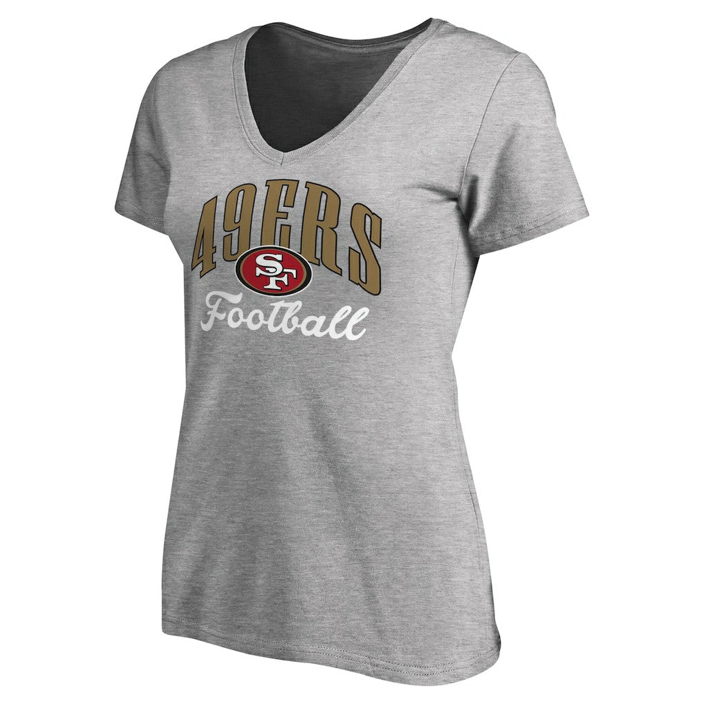 San Francisco 49ers Women's Victory Script V-Neck T-Shirt Heathered Gray