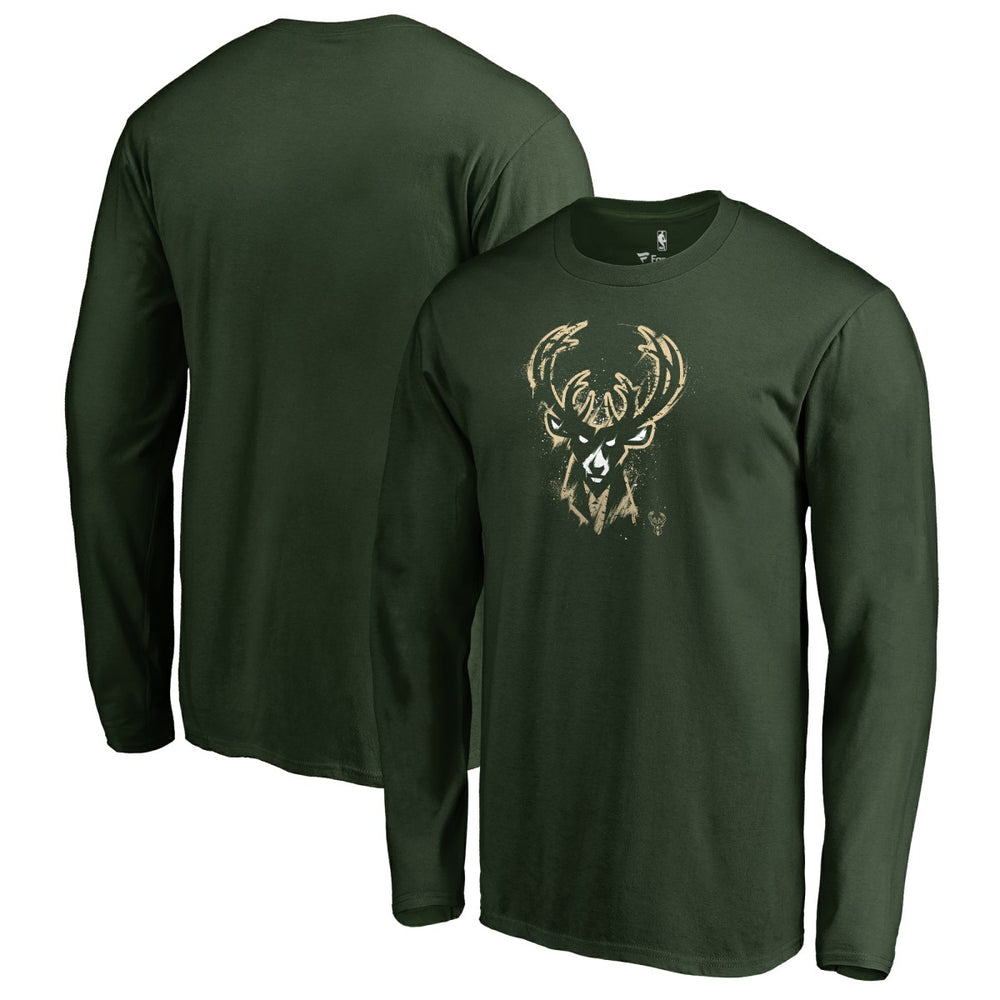 Milwaukee Bucks Splatter Logo Long Sleeve T-Shirt Green