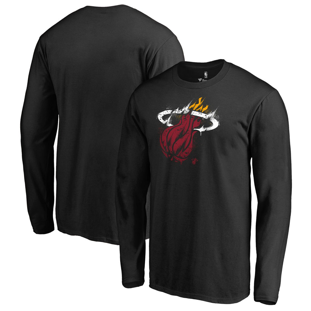 Miami Heat Splatter Logo Long Sleeve T-Shirt Black