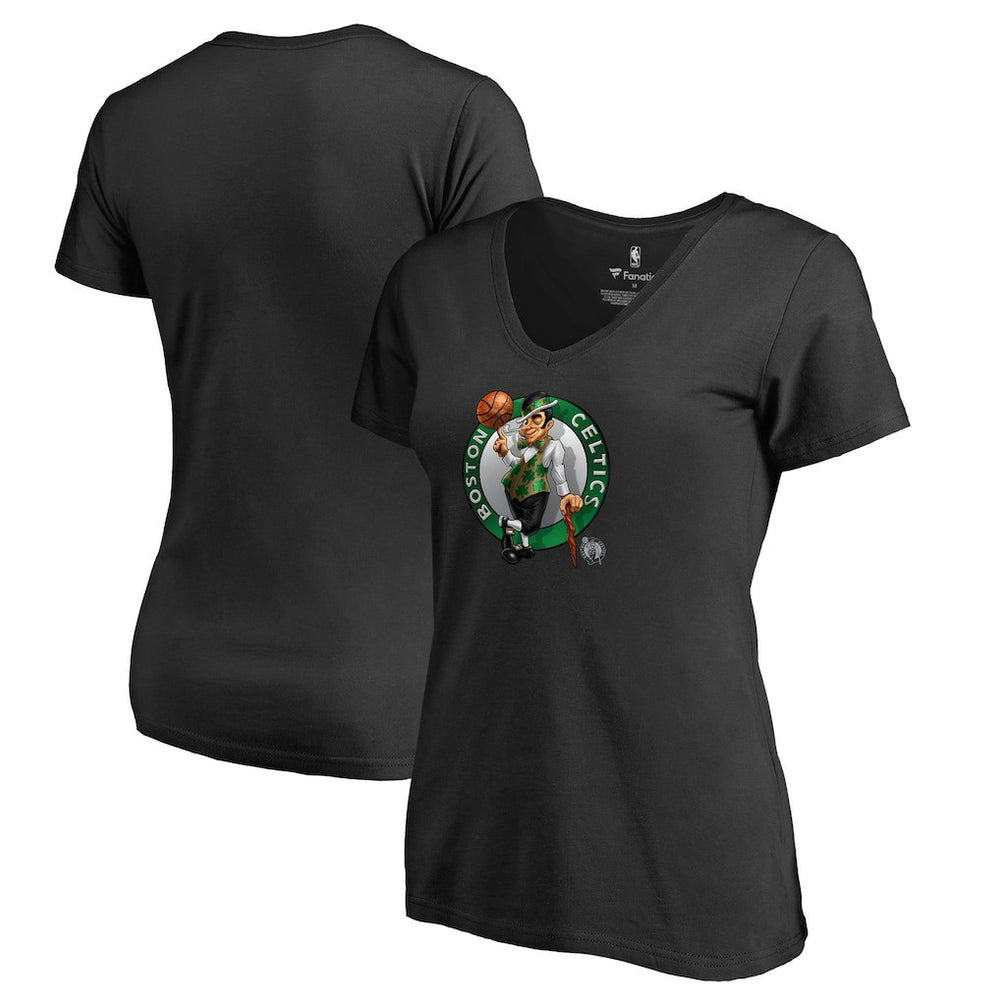 Boston Celtics Women's Midnight Mascot V-Neck T-Shirt Black