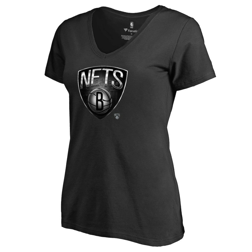 Brooklyn Nets Women's Midnight Mascot V-Neck T-Shirt Black