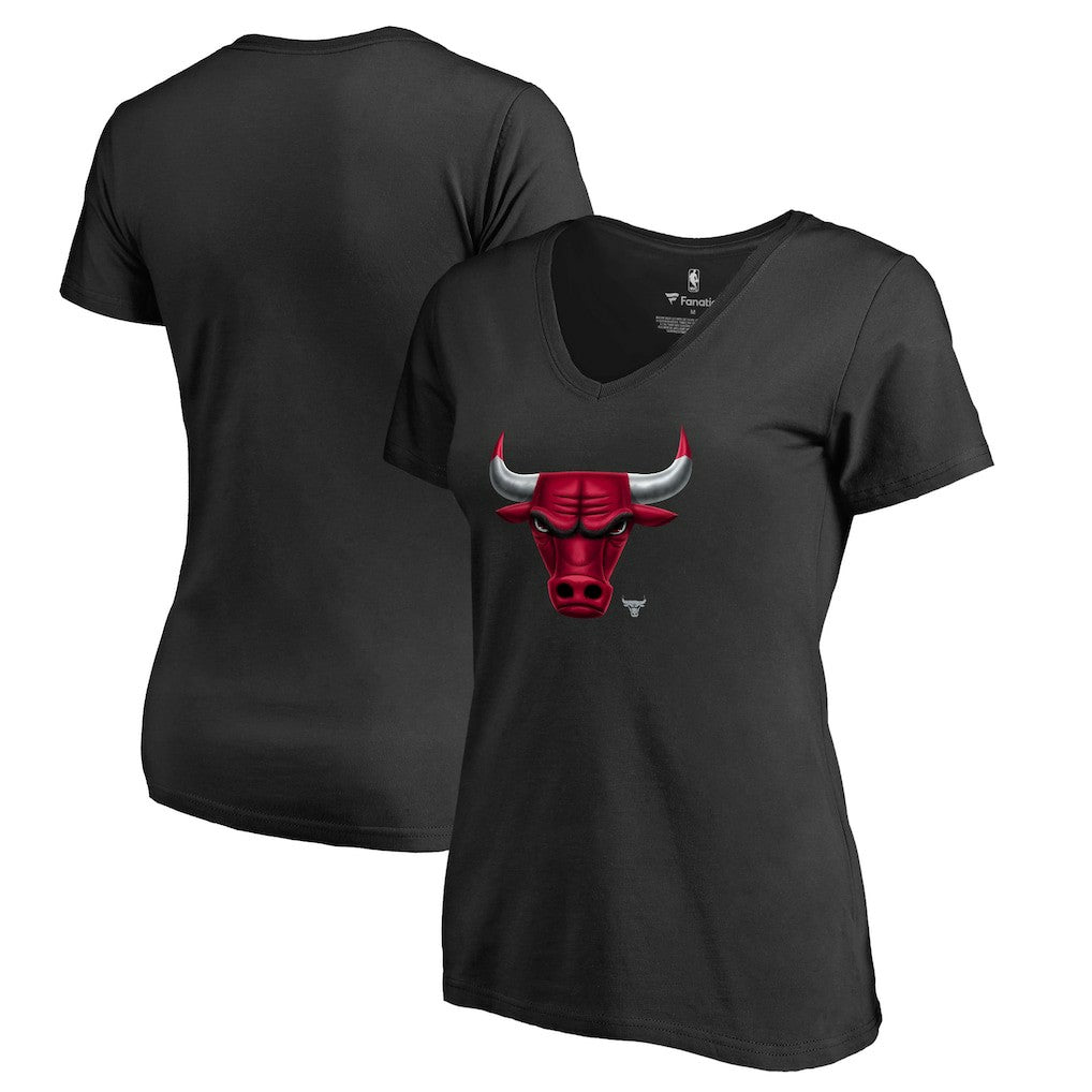 Chicago Bulls Women's Midnight Mascot V-Neck T-Shirt Black