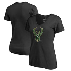Milwaukee Bucks Women's Midnight Mascot V-Neck T-Shirt Black