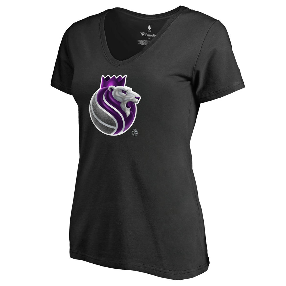 Sacramento Kings Women's Midnight Mascot V-Neck T-Shirt Black
