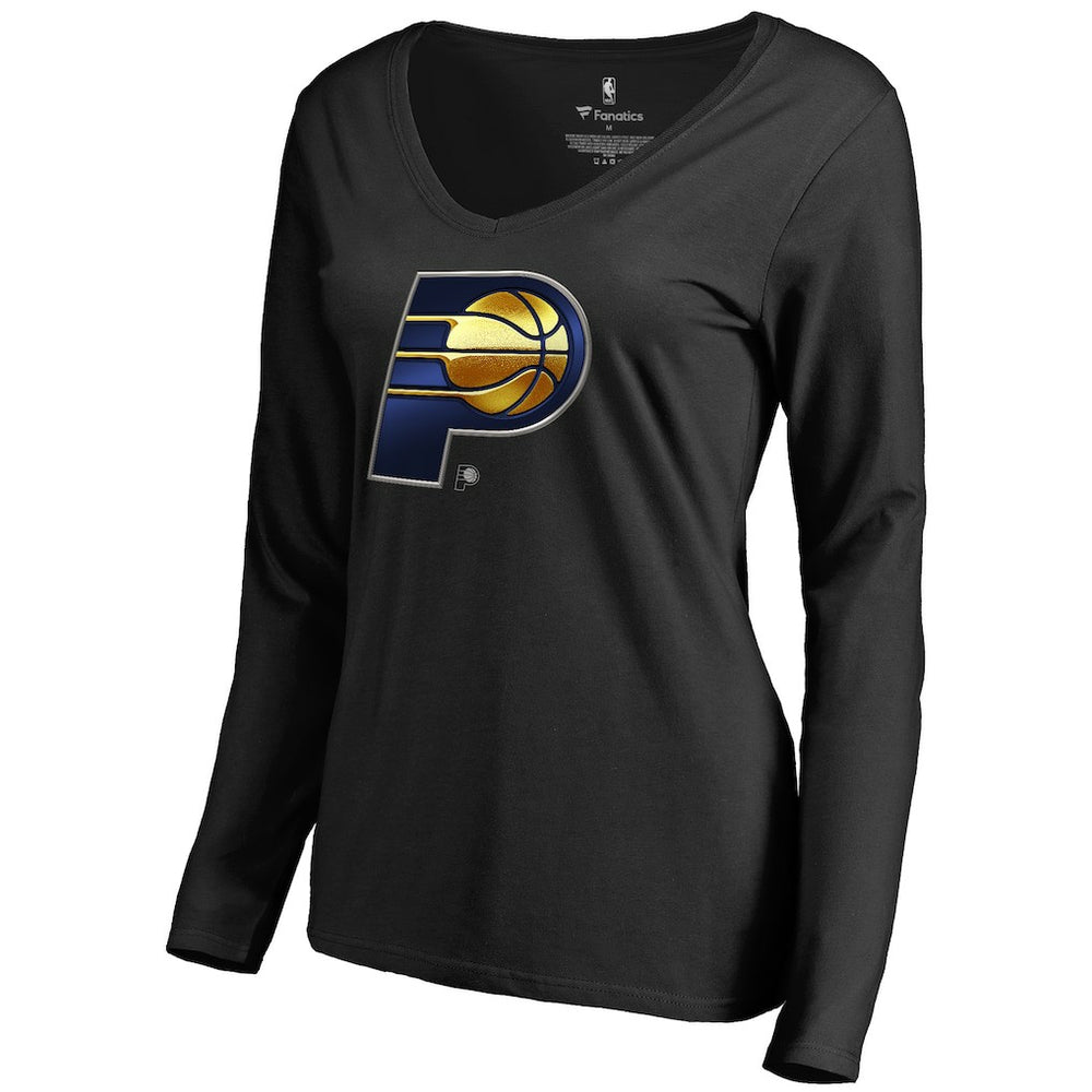 Indiana Pacers Women's Midnight Mascot Long Sleeve V-Neck T-Shirt Black