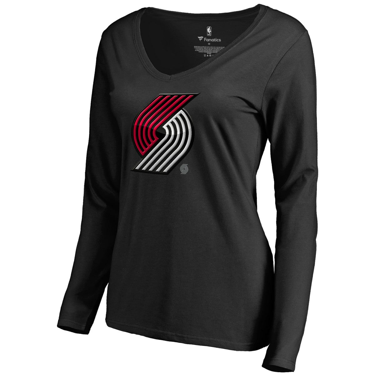 Portland Trail Blazers Women's Midnight Mascot Long Sleeve V-Neck T-Shirt Black
