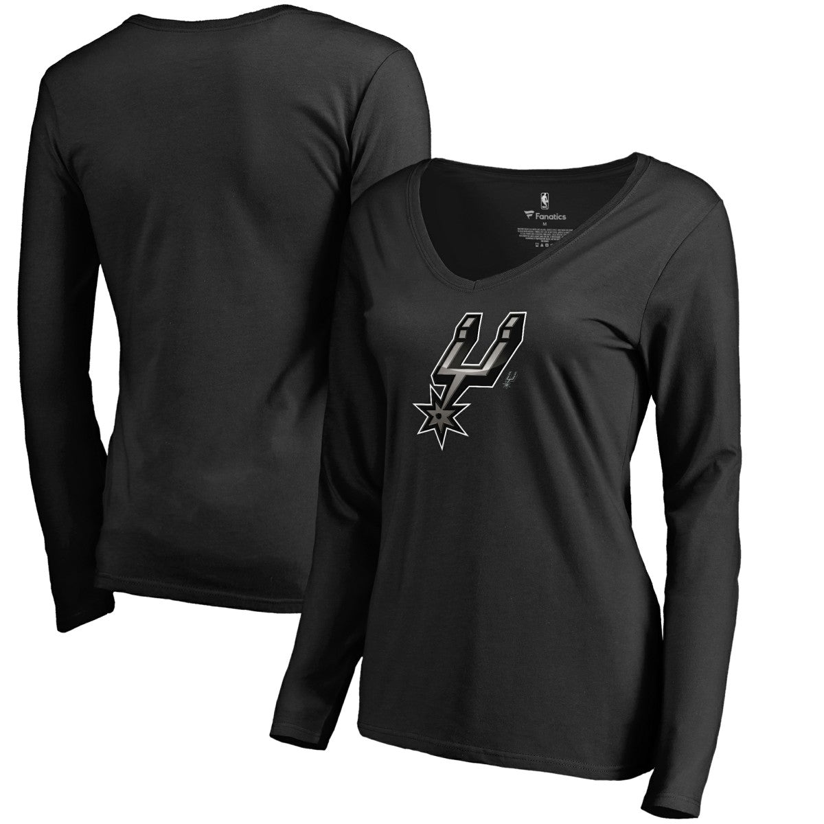 San Antonio Spurs Women's Midnight Mascot Long Sleeve V-Neck T-Shirt Black