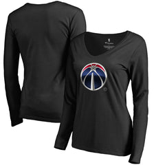 Washington Wizards Women's Midnight Mascot Long Sleeve V-Neck T-Shirt Black
