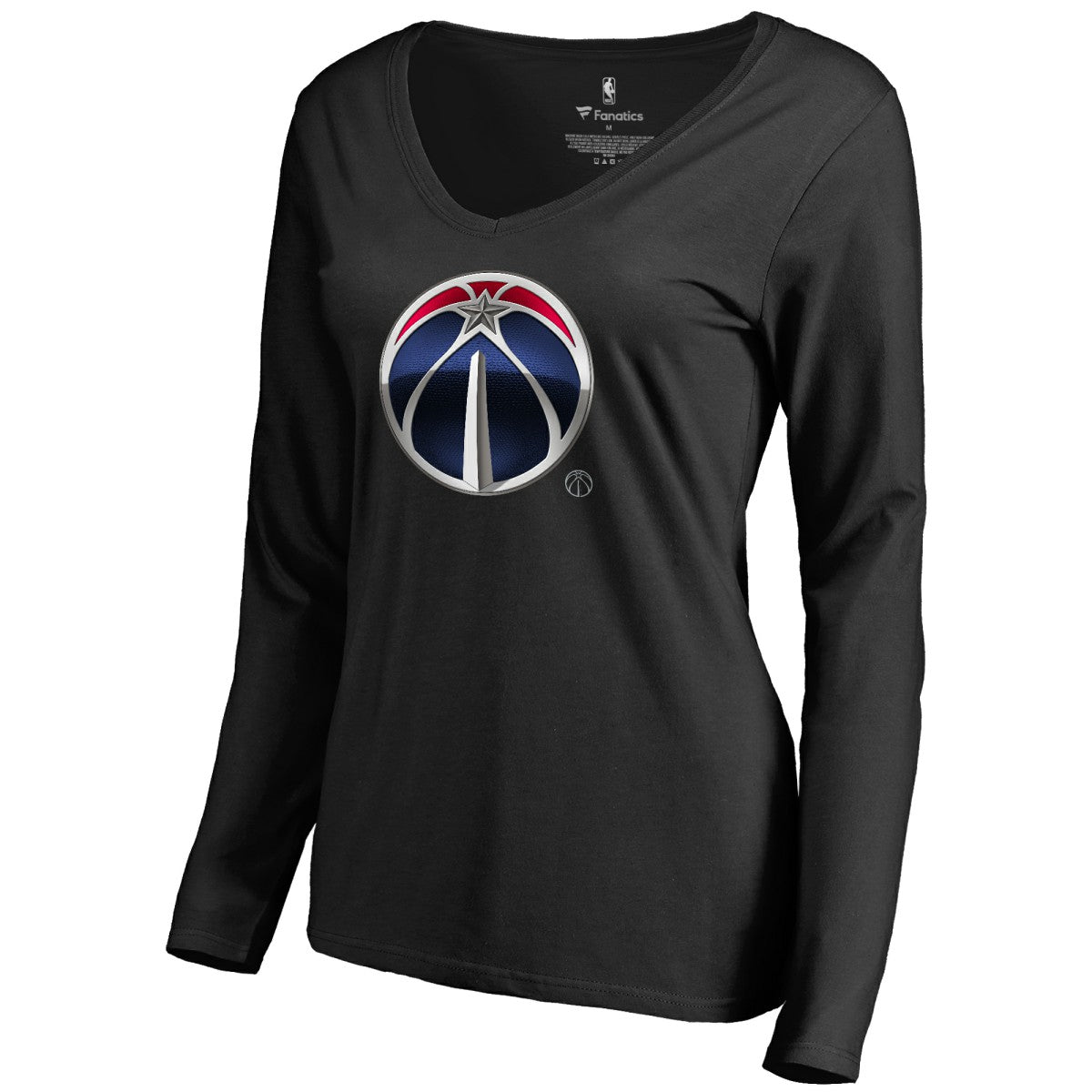 Washington Wizards Women's Midnight Mascot Long Sleeve V-Neck T-Shirt Black
