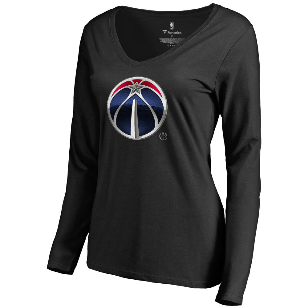 Washington Wizards Women's Midnight Mascot Long Sleeve V-Neck T-Shirt Black